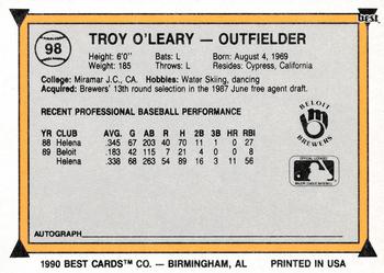 1990 Best #98 Troy O'Leary Back