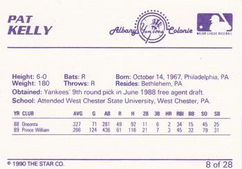1990 Star Albany-Colonie Yankees #8 Pat Kelly Back