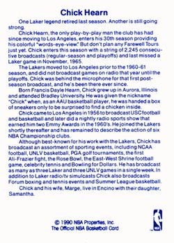 1989-90 Hoops - Announcers #NNO Chick Hearn Back