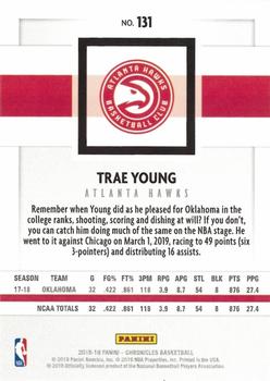 2018-19 Panini Chronicles #131 Trae Young Back