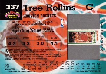 1992-93 Stadium Club #337 Tree Rollins Back
