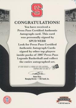 2006-07 Press Pass Legends - Signatures #NNO Spud Webb Back