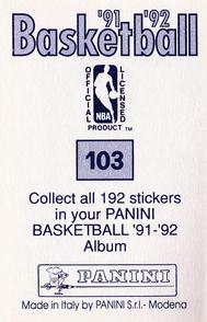 1991-92 Panini Stickers #103 John Battle Back