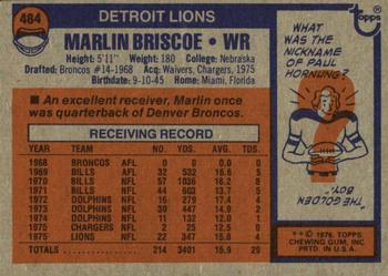 1976 Topps #484 Marlin Briscoe Back