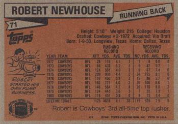 1981 Topps #71 Robert Newhouse Back