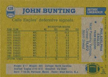 1982 Topps #438 John Bunting Back