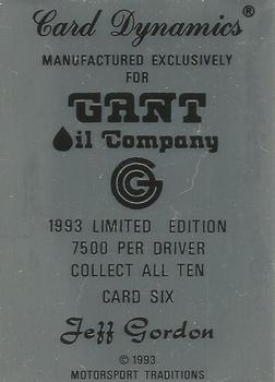 1993 Card Dynamics Gant Oil #6 Jeff Gordon Back