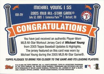 2005 Topps Updates & Highlights - All-Star Stitches #ASR-MY Michael Young Back