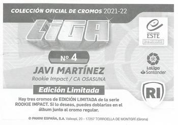 2021-22 Panini LaLiga Santander Este Stickers - Rookie Impact Signed #2 Javi Martínez Back