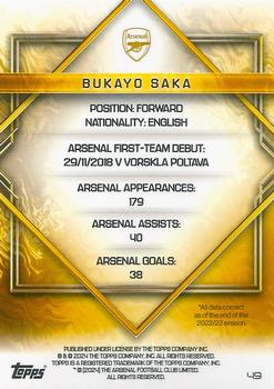 2023-24 Topps Arsenal Team Set #49 Bukayo Saka Back