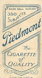 1909-11 American Tobacco Company T206 White Border #NNO Lou Criger Back