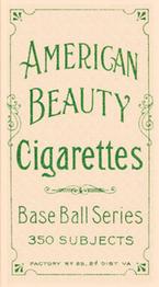 1909-11 American Tobacco Company T206 White Border #NNO Harry Arndt Back