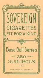 1909-11 American Tobacco Company T206 White Border #NNO Eddie Cicotte Back