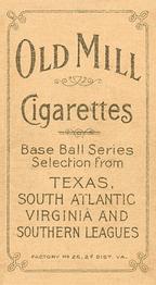1909-11 American Tobacco Company T206 White Border #NNO Ernie Howard Back