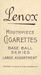 1909-11 American Tobacco Company T206 White Border #NNO Rube Manning Back
