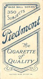 1909-11 American Tobacco Company T206 White Border #NNO Jake Stahl Back