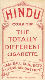1909-11 American Tobacco Company T206 White Border #NNO Zack Wheat Back
