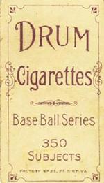 1909-11 American Tobacco Company T206 White Border #NNO Ed Willett Back
