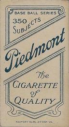 1909-11 American Tobacco Company T206 White Border #NNO Bobby Wallace Back