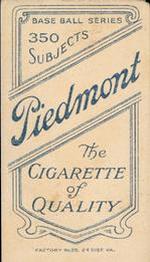 1909-11 American Tobacco Company T206 White Border #NNO Jack Warhop Back