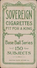 1909-11 American Tobacco Company T206 White Border #NNO Jimmy Williams Back