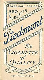 1909-11 American Tobacco Company T206 White Border #NNO Paddy Livingston Back