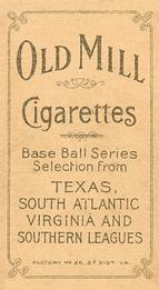 1909-11 American Tobacco Company T206 White Border #NNO Carlton Molesworth Back