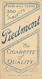 1909-11 American Tobacco Company T206 White Border #NNO Bill O'Hara Back