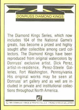 1985 Donruss #NNO Diamond Kings Checklist Back