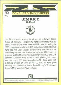 1985 Donruss #15 Jim Rice Back