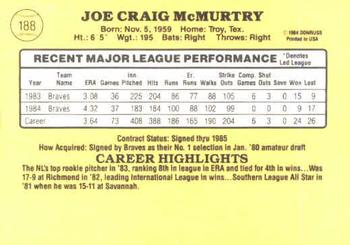 1985 Donruss #188 Craig McMurtry Back