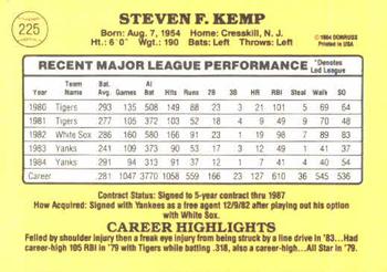 1985 Donruss #225 Steve Kemp Back