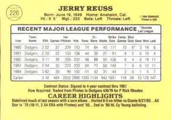 1985 Donruss #226 Jerry Reuss Back