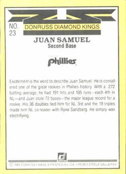 1985 Donruss #23 Juan Samuel Back