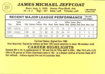 1985 Donruss #251 Mike Jeffcoat Back