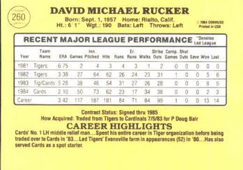 1985 Donruss #260 Dave Rucker Back