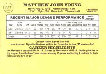 1985 Donruss #267 Matt Young Back