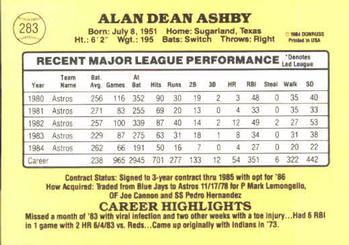 1985 Donruss #283 Alan Ashby Back
