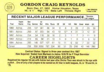 1985 Donruss #328 Craig Reynolds Back