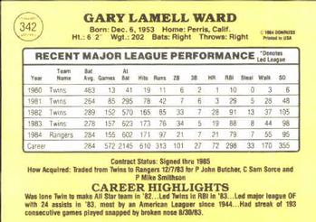 1985 Donruss #342 Gary Ward Back