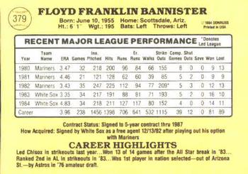 1985 Donruss #379 Floyd Bannister Back