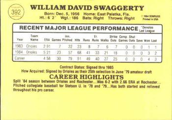 1985 Donruss #392 Bill Swaggerty Back
