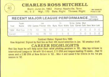 1985 Donruss #40 Charlie Mitchell Back