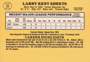 1985 Donruss #36 Larry Sheets Back