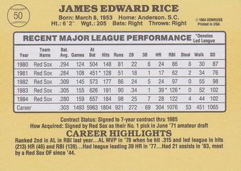 1985 Donruss #50 Jim Rice Back