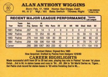 1985 Donruss #80 Alan Wiggins Back