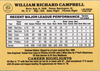 1985 Donruss #163 Bill Campbell Back