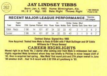 1985 Donruss #262 Jay Tibbs Back