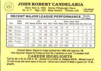 1985 Donruss #430 John Candelaria Back