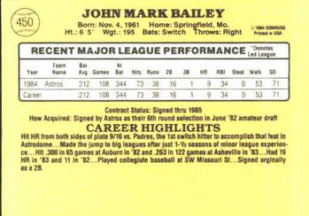 1985 Donruss #450 Mark Bailey Back